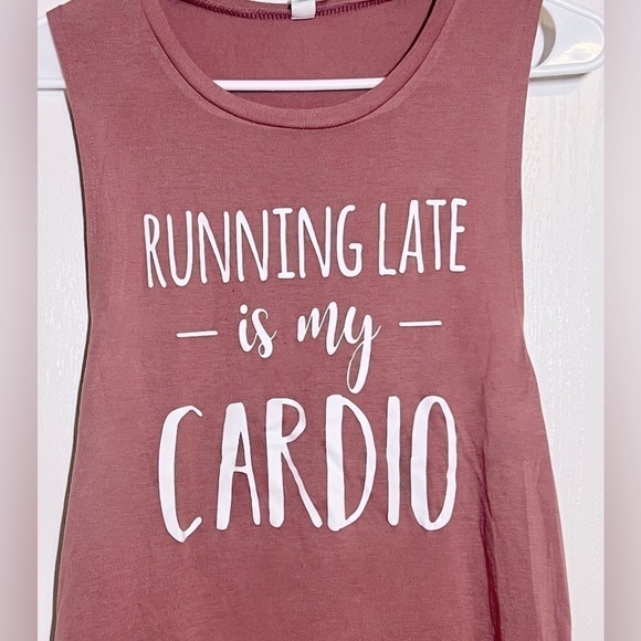 “Running Late Is My Cardio” Funny Graphic Muscle Tank - Picture 2 of 4